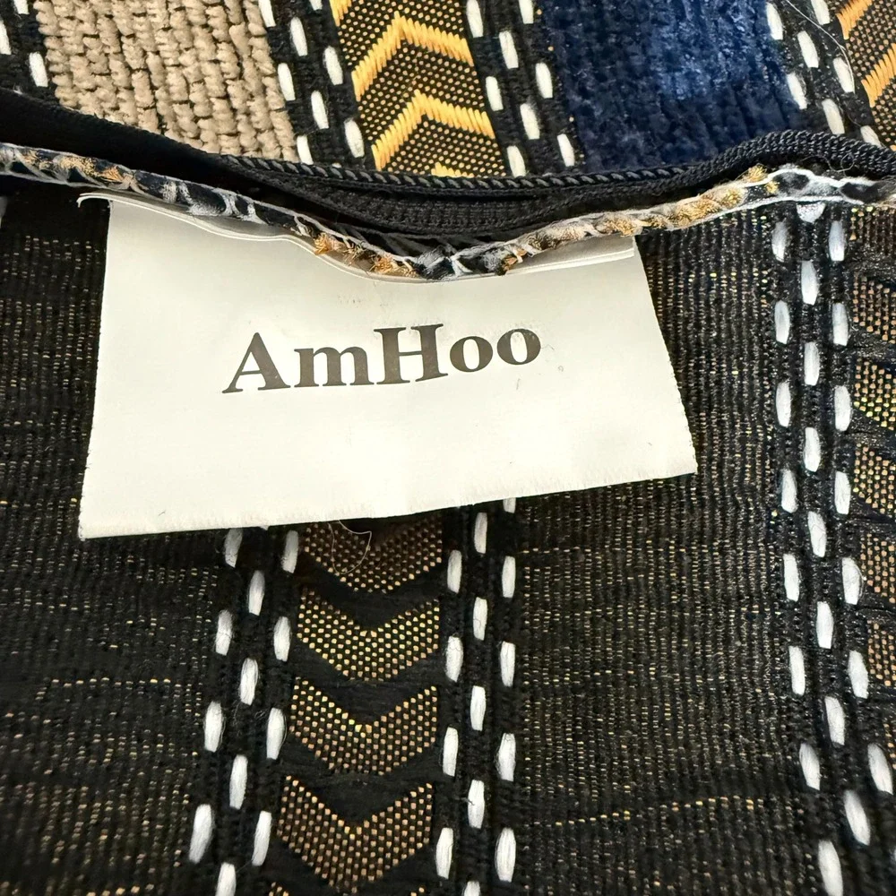 Set of‎ 3-AmHoo Striped Accent Pillow Cover Navy Gold Tan Textured Geometric